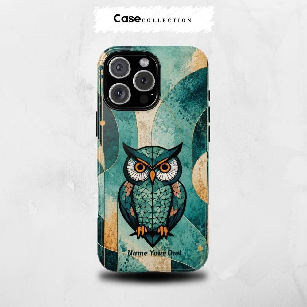 Étui personnalisé Hibou Mosaïque Turquoise
